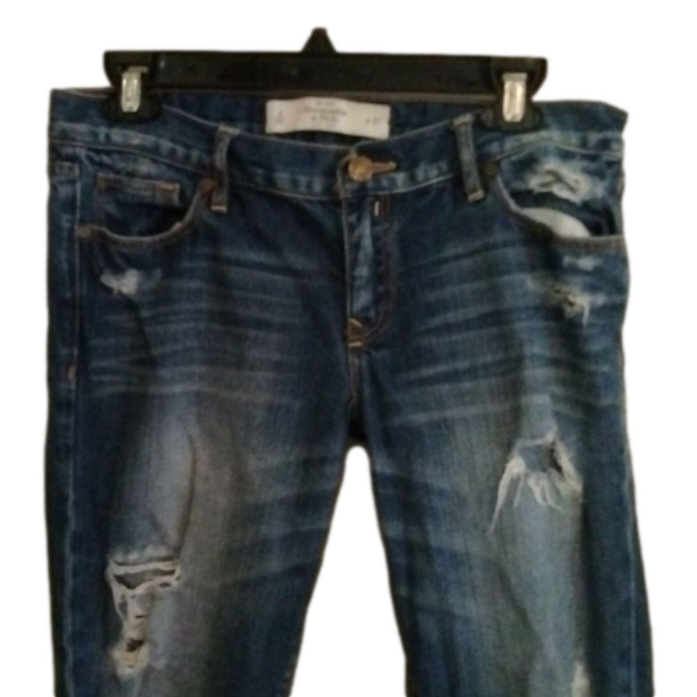 Abercrombie & Fitch distressed jeans. Size 27. Shorter length. - Picture 2 of 14
